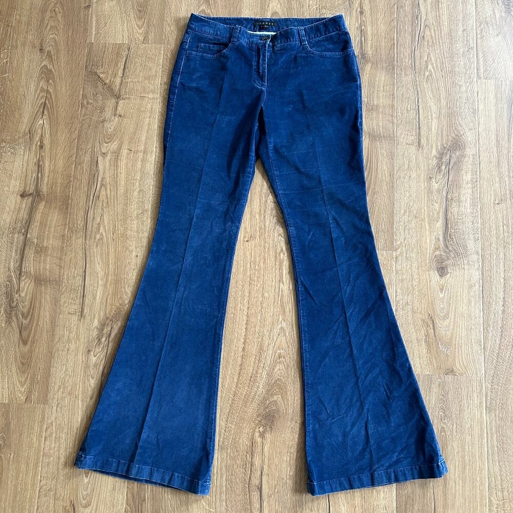 Theory Blue Corduroy Flare Pants – Size 6 Soft Wide Leg Trousers